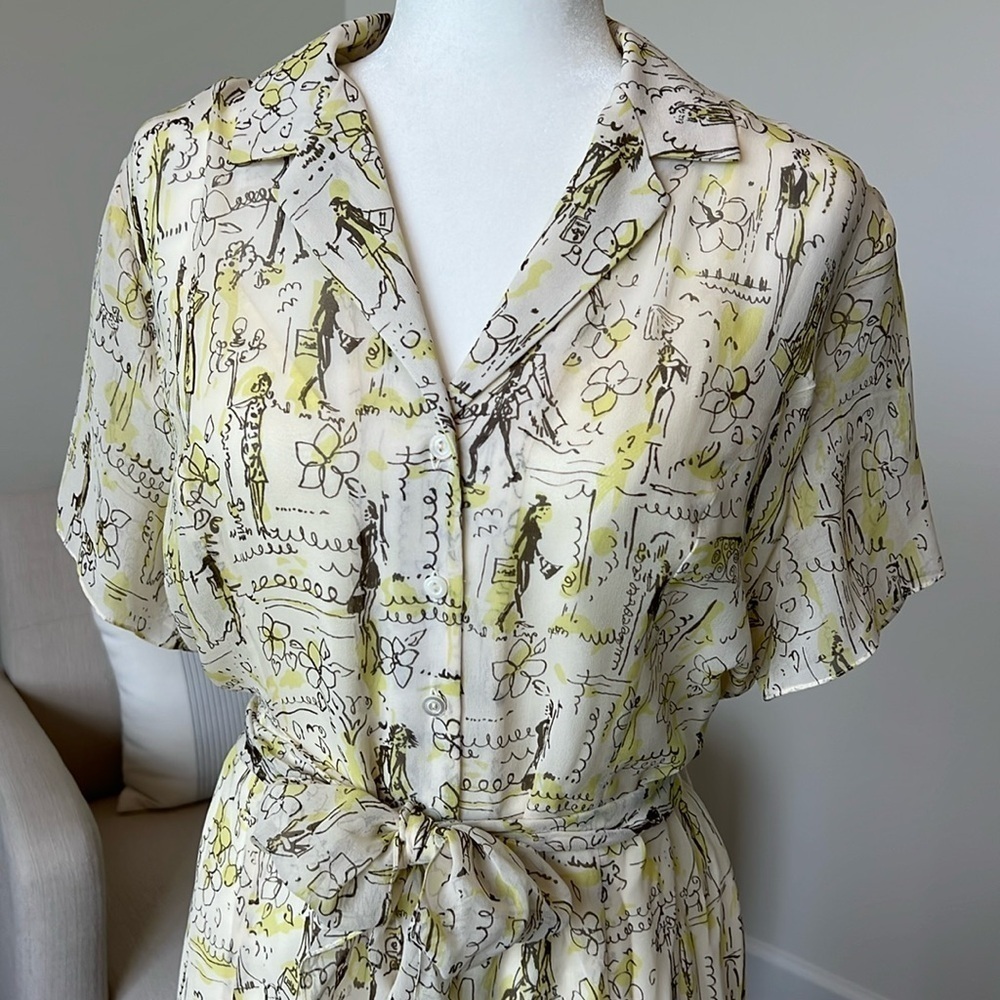 Vintage 90s Y2K David Warren 100% Silk Shirt Dress Parisian Old Money Midi - Picture 4 of 17
